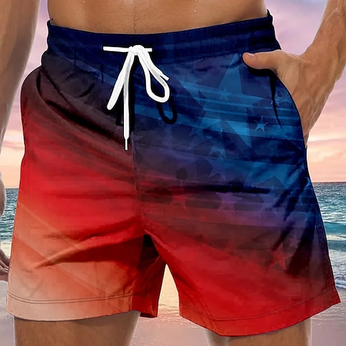 

Herre Surf shorts Badeshorts Sommer shorts Strandshorts Snørelukning med mesh-for Elastisk Talje Farveblok Stjerne Grafiske tryk Hurtigtørrende Korte Afslappet Daglig Ferie Boheme Hawaiiansk Rød