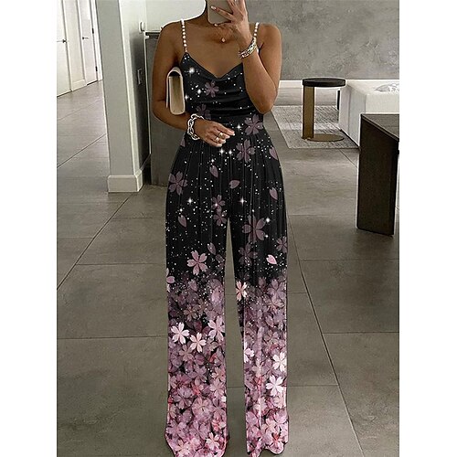 

Per donna Tuta Schiena scoperta Vita alta Leopardo A V Streetwear Ufficio Strada Standard Senza maniche Nero Bianco Rosa S M L Estate