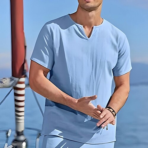 

Per uomo maglietta T-shirt Liscio A V Strada Da mare Maniche corte Abbigliamento Originale Essenziale Contemporaneo moderno