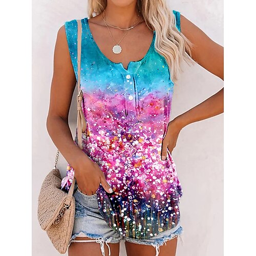 

Damen Tank Top Gelb Rosa Blau Blumen Taste Bedruckt Ärmellos Casual Wochenende Basic Rundhalsausschnitt Standard Blume S