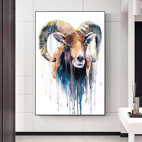 

Mintura pinturas a óleo de animais de cabra artesanais em tela decoração de arte de parede moderna abstrata pintura em aquarela para decoração de casa pintura sem moldura enrolada