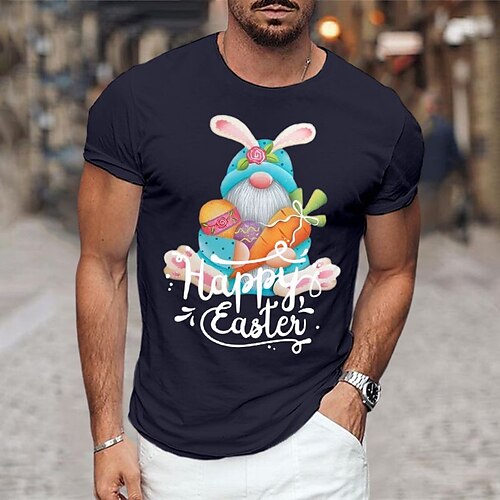 

Herre T-shirt Grafiske T-shirts Cool skjorte Kanin Grafiske tryk God påske Rund hals Varm Stempling Ferie Afslappet / Hverdag Kort Ærme Trykt mønster Tøj Mode Designer Basale