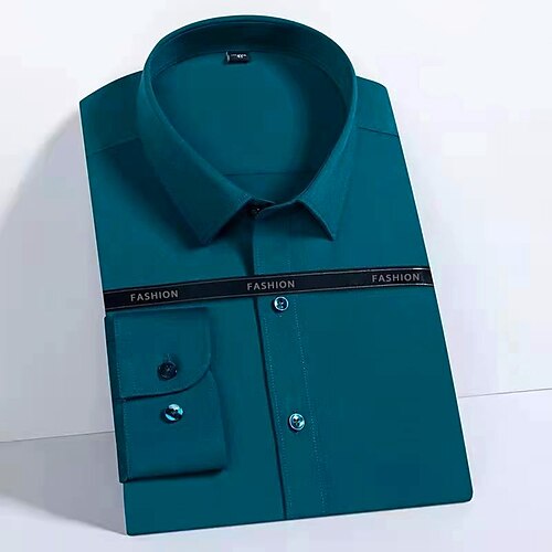 

Per uomo Classico Vestiti Camicia Standard Manica lunga Bavero Tinta unica Poliestere Rayon Blu lago Nero Bianco 2023