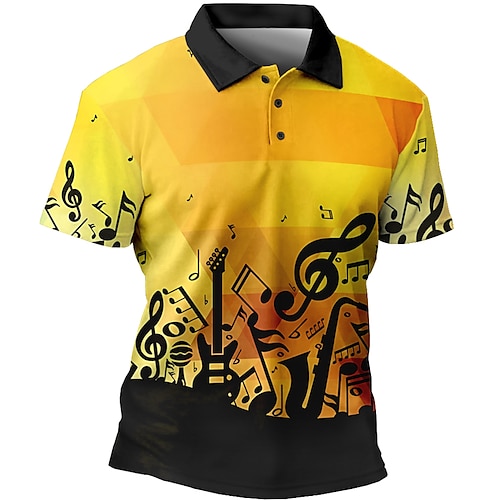 

Herre POLO Trøje Golftrøje Grafiske tryk Musik Guitar Noder Aftæpning Gul Blå Lilla Grøn udendørs Gade Kort Ærme Trykt mønster Tøj Sport Mode Gade Designer