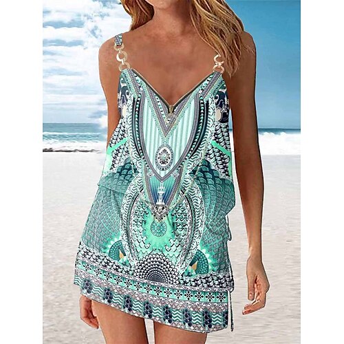 

Mulheres vestido de praia roupa de praia Minivestido Zíper Imprimir Tropical Moda Floral Com Alças Finas Sem Manga Normal Ao ar livre Diário Preto e Branco Branco 2023 Verão Primavera S M L XL