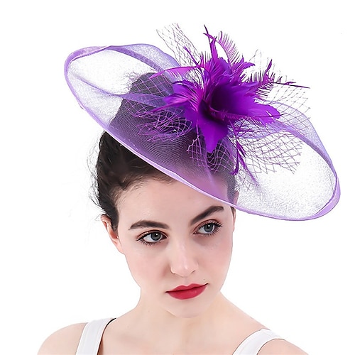 

fascinators Tøy Kentucky Derby Hesteløp dame Britisk Med Fjær Tyll Hodeplagg Hodeplagg