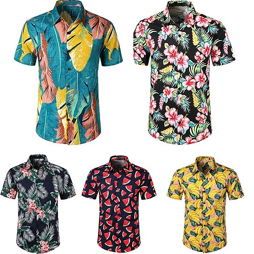 

Per uomo Camicia hawaiana Camicia con bottoni Camicia estiva Maglietta informale Camicia da spiaggia Giallo blu Nero Giallo Rosso Nero / Rosso Maniche corte Pop art Frutta Collo ripiegabile Strada