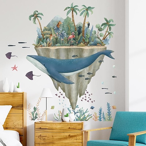 

Whale Marine Animal Removable Wall Stickers Cartoon Creative Self-Adhesive Bathroom Waterproof Nordic Ins Wind Bedroom Bedroom 7080Cm