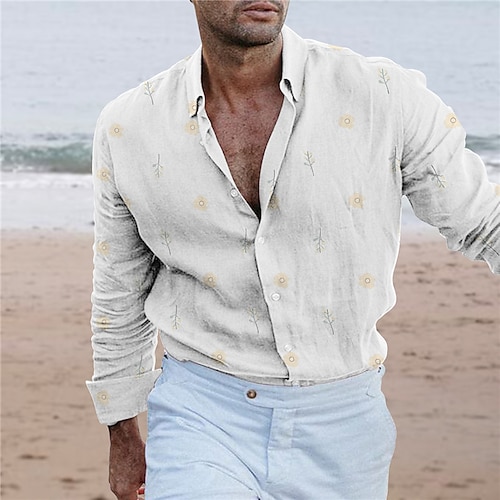 

Homme Chemise Floral Imprimés Photos Col rabattu Jaune Bleu Extérieur Plein Air manche longue Bouton bas Imprimer Vêtement Tenue Mode Vêtement de rue Design Flexible