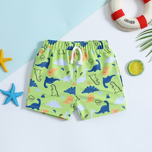 

Baby Drenge Strandshorts Dinosaurus Uden ærmer udendørs Tropisk Gul Sommer Tøj 3-7 år