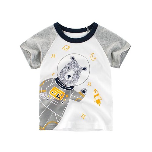 

Bambino Da ragazzo maglietta Tee Cartoni animati Manica corta Girocollo Top bambini Informale Di tendenza Giornaliero Estate Bianco 2-8 anni