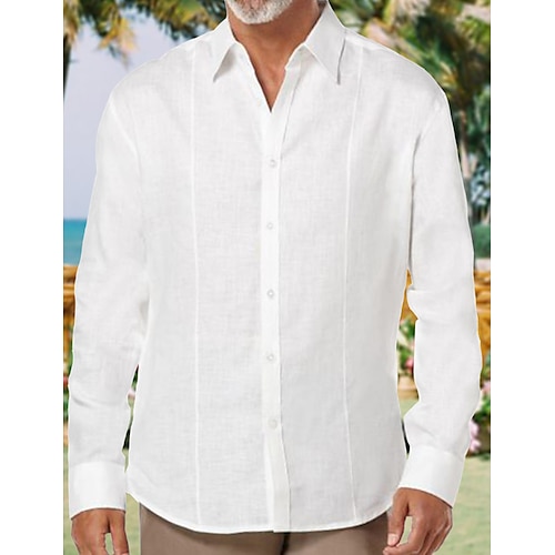 

Per uomo camicia di lino Camicia estiva Camicia da spiaggia Bianco Blu Cachi Manica lunga Liscio Bavero Primavera estate Hawaiano Per eventi Abbigliamento Di base