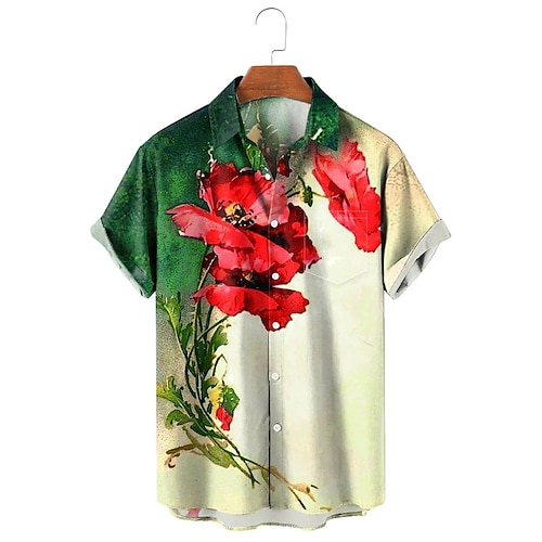 

Homens Camisa Social Camisa havaiana Floral Estampas Abstratas Aberto para a Lateral Verde Ao ar livre Rua Manga Curta Imprimir Roupa Moda Roupa de rua Designer Macia