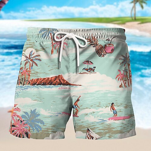 

Per uomo Boxer da surf Pantaloncini da mare Boxer da mare Pantaloncini estivi Pantaloncini da spiaggia A cordoncino con fodera in rete Vita elastica Albero Stampe astratte Asciugatura rapida Breve