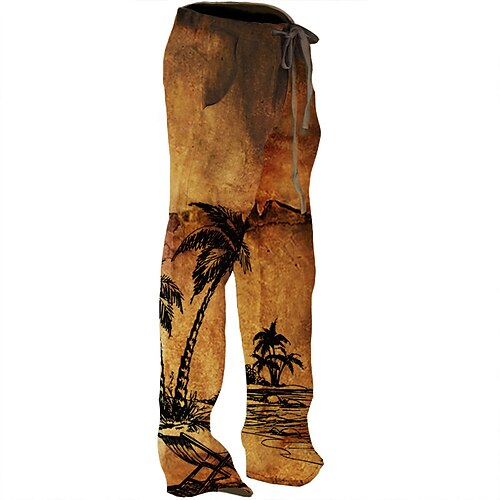 

Per uomo Pantaloni Pantaloni estivi Pantaloni da spiaggia A cordoncino Vita elastica Gamba dritta Albero di cocco Stampe astratte Comfort Informale Giornaliero Per eventi Vintage Hawaiano Blu Marrone