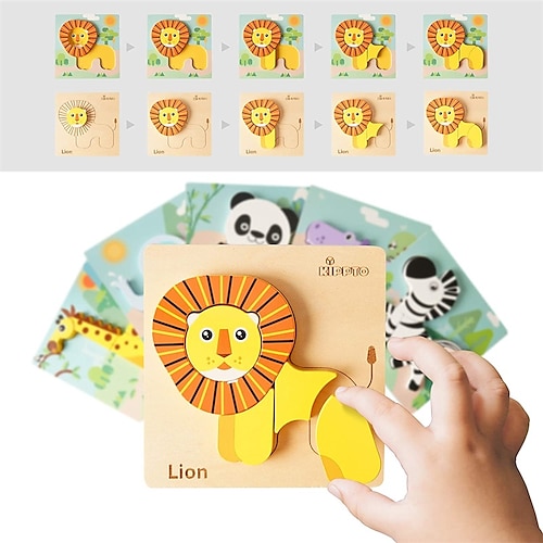 

Puzzles d'animaux en bois pour les tout-petits de 1 2 à 3 ans jouet de tige de développement précoce Montessori apprentissage puzzles avec 7 animaux apprentissage éducatif cadeaux d'anniversaire de