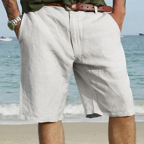 

Hombre Pantalón corto Pantalones cortos de lino Pantalones cortos de verano Pantalones cortos de playa Bolsillo Plano Comodidad Transpirable Exterior Diario Noche Mezcla Lino / Algodón Moda Ropa de