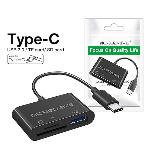 

3 en 1 micro usb type c adaptateur usb tf lecteur de carte sd usb-c adaptateur de carte mémoire pour macbook samsung huawei xiaomi téléphone portable