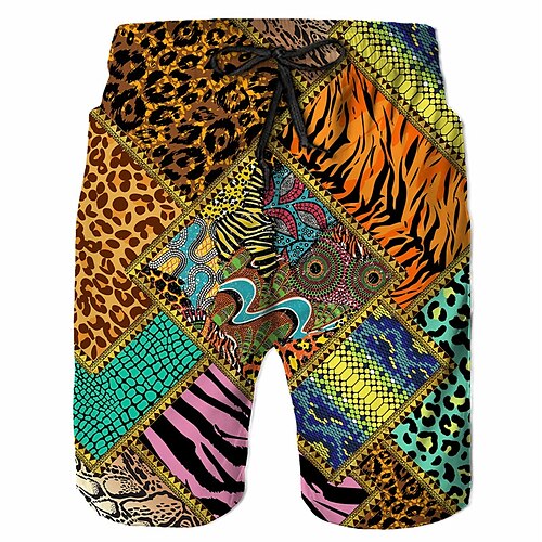 

Herre Surfeshorts Badeshorts Snorer med mesh fôr Elastisk midje Leopard Grafiske trykk Hurtigtørkende Kort Avslappet Daglig Ferie Hawaiisk Bohem Oransje Mikroelastisk