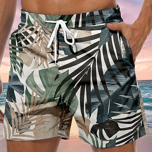 

Herre Surf shorts Badeshorts Sommer shorts Strandshorts Snørelukning med mesh-for Elastisk Talje Blad Planter Grafiske tryk Hurtigtørrende Korte Afslappet Daglig Ferie Boheme Hawaiiansk Grøn