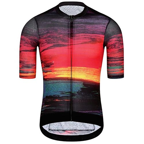 

21Grams Homme Maillot Velo Cyclisme Manche Courte Cyclisme Top avec 3 poches arrière VTT Vélo tout terrain Vélo Route Respirable Evacuation de l'humidité Séchage rapide Bandes Réfléchissantes Rouge