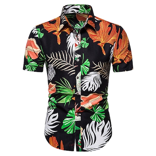 

Per uomo Camicia Camicia hawaiana Camicia con bottoni Camicia estiva Maglietta informale Nero Bianco Giallo Blu Arancione Manica corta Fiore / Piante Colletto Esterno Per uscire Stampa Abbigliamento