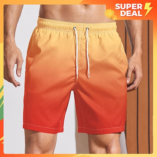 

Homens Bermuda de Surf Shorts de Natação Calção Justo de Natação Shorts de verão Com Cordão com forro de malha Cintura elástica Gradiente Estampas Abstratas Secagem Rápida Curto Feriado Praia