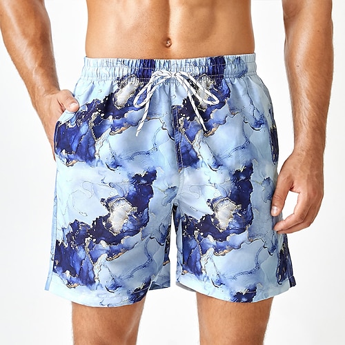 

Herre Surf shorts Badeshorts Sommer shorts Strandshorts Snørelukning med mesh-for Elastisk Talje Abstrakt Grafiske tryk Hurtigtørrende Korte Afslappet Daglig Ferie Boheme Hawaiiansk Blå Mikroelastisk
