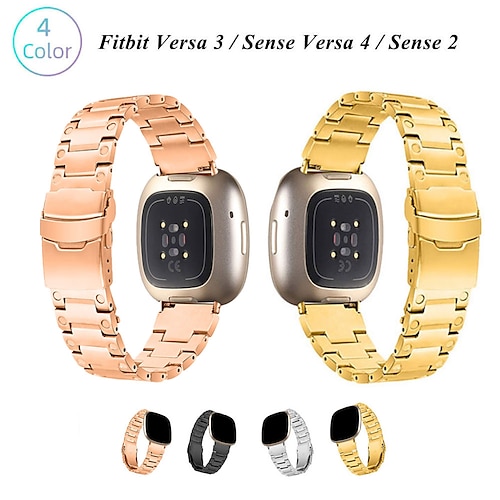 

1 Stück Smartwatch-Band Kompatibel mit Fitbit Versa 3 / Sense Versa 4 / Sense 2 Legierung Smartwatch Gurt Robust Verstellbar Schnalle aus Edelstahl Gliederarmband Ersatz Armband