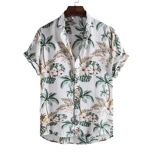 

Herre Hawaii skjorte Button Down skjorte Sommer skjorte Casual skjorte Strandtrøje Grøn Kortærmet Grafiske tryk Blomst / Planter Knaphul Afslappet Daglig Trykt mønster Tøj Mode Gade Hawaiiansk