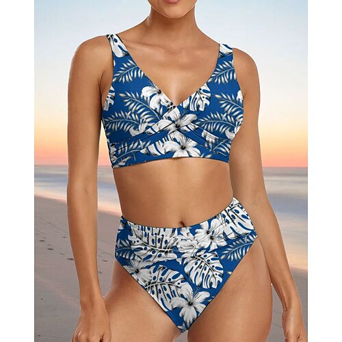 

Mujer Bañadores Bikini Normal Traje de baño 2 Piezas Estampado Flores Rosa Rojo Azul Real Azul Piscina Azul cielo Trajes de baño Deportes Ropa de playa Verano