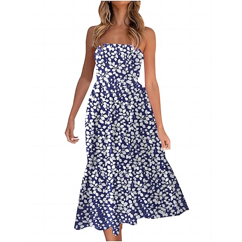 

Per donna Vestito casual Prendisole Abito boho A foglia Freddezza Stampa Senza bretelline Vestito longuette Di tendenza Moderno Per eventi Appuntamento Senza maniche Standard Blu Viola Estate