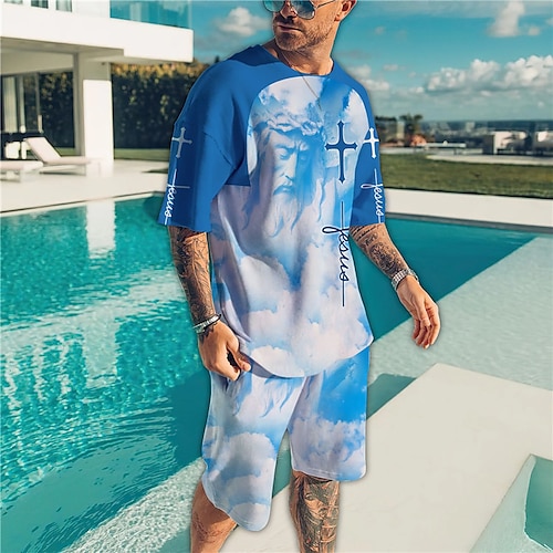 

Per uomo Set di pantaloncini e magliette Completi con t-shirt Pop art Fede Girocollo Abbigliamento Stampa 3D Esterno Giornaliero Manica corta Stampa 3D 2 pezzi 2 pezzi Originale Informale Comodo