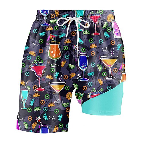 

Herren Boardshorts Badeshorts Badehose Schwimmshorts Bademode Shorts Kurze Hosen Mit Kompressionsliner Grafik-Drucke Komfort Atmungsaktiv Festtage Ausgehen Hawaiianisch Boho Schwarz Blau