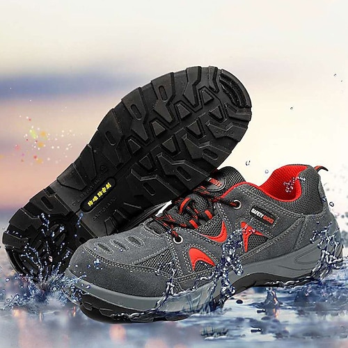 

Men's Hiking Shoes Sneakers Walking Shoes Breathable Wearable Lightweight Sweat wicking Labor Insurance Shoes Anti-static Anti-smashing Safety Shoes Camping / Hiking Hiking Climbing Summer Spring Grey
