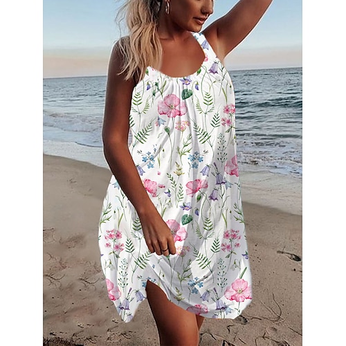 

Per donna Vestito casual Prendisole Abito estivo Floreale Stampa Con bretelline Mini abito Attivo Tropicale Esterno Giornaliero Senza maniche Morbido Bianco Estate Primavera S M L XL XXL