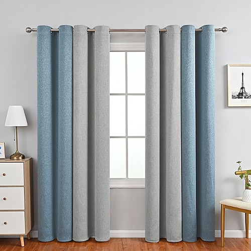 

Cortinas opacas con ojales para casa de campo, paneles de cortina con ojales para sala de estar, dormitorio, cortinas para puertas correderas, cocina, balcón, tratamientos de ventanas con aislamiento