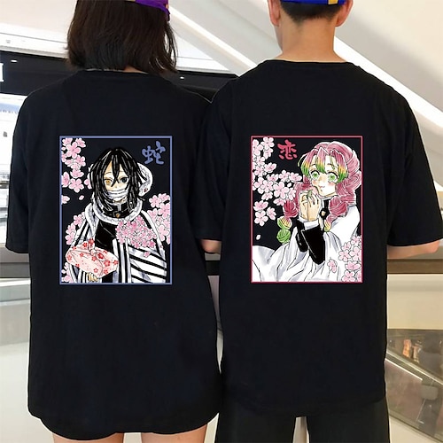 

Demon Slayer: Kimetsu no Yaiba Kanroji Mitsuri Obanai Iguro T-skjorte Animé Graphic T-Trøye Til Herre Dame Unisex Voksne Varmstempling 100% bomull Fritid / hverdag