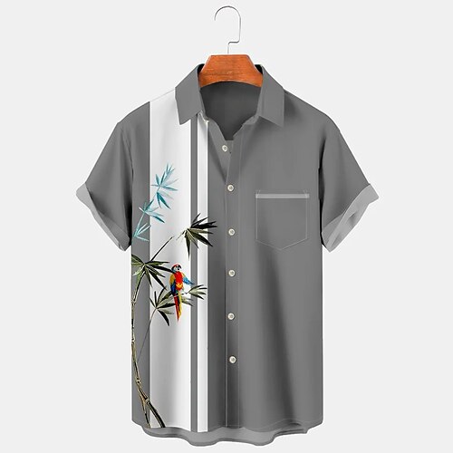 

Per uomo Camicia Camicia hawaiana Camicia con bottoni Camicia estiva Maglietta informale Grigio Manica corta Uccello Stampe astratte pianta Collo ripiegabile Strada Giornaliero Stampa Abbigliamento