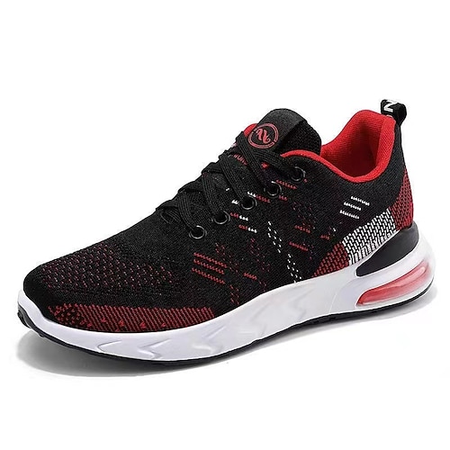 

Herren Turnschuhe Flyknit Schuhe Sport Brautkleider schlicht Outdoor Täglich Rennen Wanderschuhe Fliegendes Weben Atmungsaktiv Schwarz und Weiß Schwarz Rot Schwarz Blau Farbblock Sommer Frühling