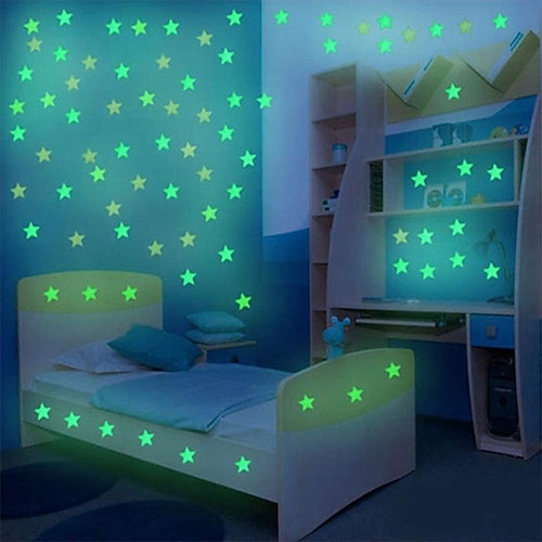 

1 set di adesivi murali luminosi che si illuminano al buio con stelle adesivi per camerette per bambini decalcomanie colorate fluorescenti per decorazioni per la casa