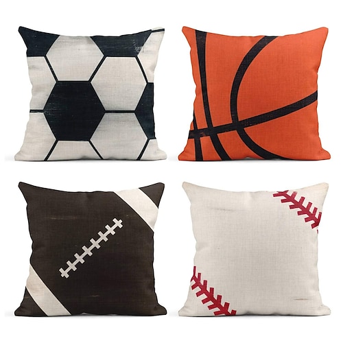 

Rustic Soccer Double Side Pillow Cover 4PC Soft Decorative Square Cushion Case Pillowcase for Bedroom Livingroom Sofa Couch Chair