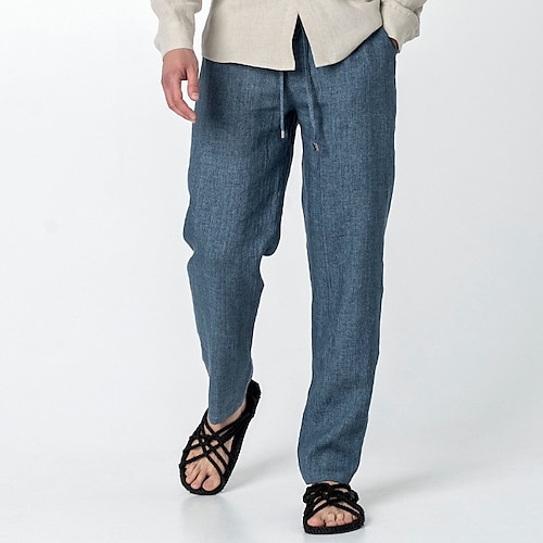 

Per uomo Pantaloni di lino Pantaloni Pantaloni estivi Pantaloni da spiaggia A cordoncino Vita elastica Liscio Comfort Traspirante Esterno Giornaliero Per uscire Misto cotone e lino Di tendenza