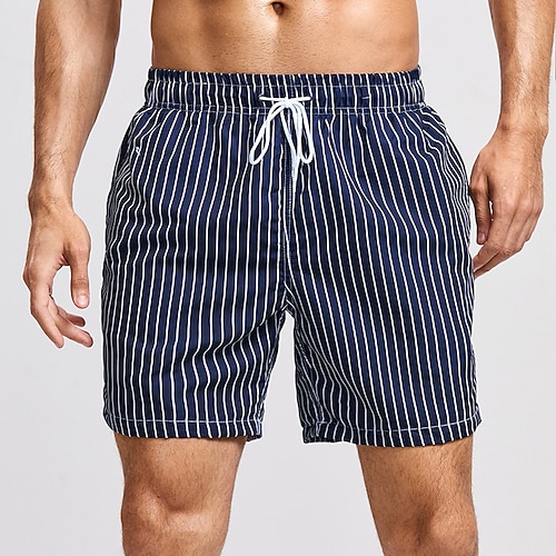 

Herre Surf shorts Badeshorts Sommer shorts Strandshorts Lomme Snørelukning Elastisk Talje Stribe Hurtigtørrende udendørs Afslappet Ferie Boheme Hawaiiansk Sort Rød