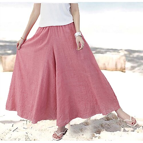 

Per donna Pantaloni Palazzo Cotone e lino Nero Bianco Rosa Di tendenza Casual / quotidiano A zampa Lunghezza intera Comfort Tinta unica Taglia unica