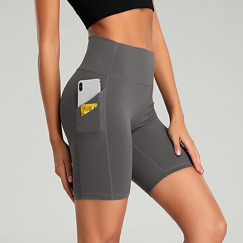 

Per donna Pantaloncini da yoga Pantaloncini da motociclista Tasche laterali Fasciante in vita Sollevamento dei glutei Asciugatura rapida Vita alta Yoga Fitness Allenamento in palestra Pantaloncini