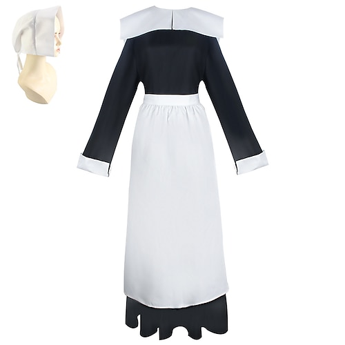 

Miércoles Addams Mucama miércoles Vestidos Accesorios Mujer Cosplay de película Cosplay Negro Vestido Tocados Delantal Mascarada Poliéster