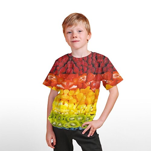 

Bambino Da ragazzo maglietta Tee Pop art Manica corta Girocollo Top bambini Informale Stampa 3D Giornaliero Estate Giallo 4 anni