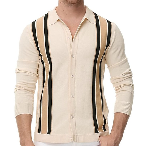 

Per uomo Felpa Cardigan Maglione A coste Maglia Standard Lavorato a maglia Banda Bavero Top caldi Contemporaneo moderno Da tutti i giorni Per uscire Abbigliamento Inverno Beige M L XL