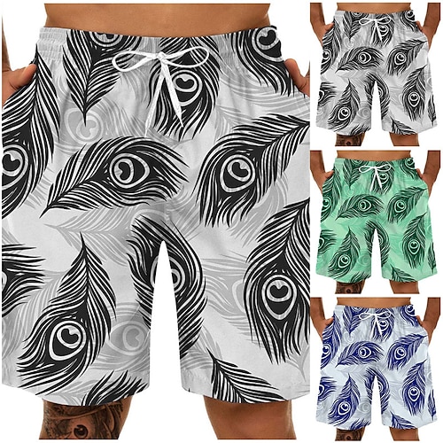 

Per uomo Boxer da surf Pantaloncini da mare Boxer da mare Pantaloncini estivi Pantaloncini da spiaggia A cordoncino con fodera in rete Vita elastica Stampe astratte Piume Asciugatura rapida Breve